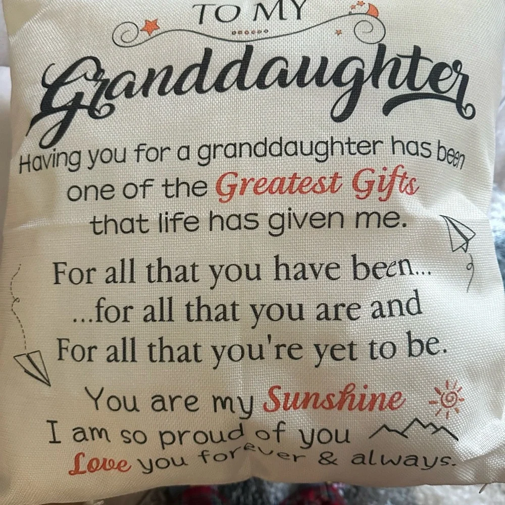 Granddaughter Gift Pillow - Cream and Black